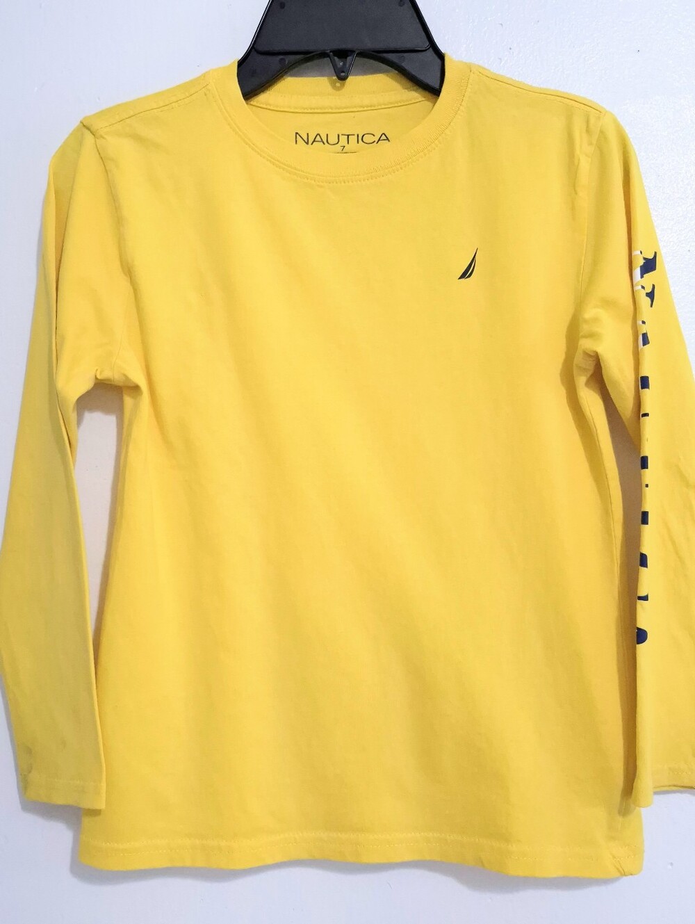 Nautica Boys Yellow Long Sleeve T-Shirt Size 7 Cotton Logo Graphic Sleeve Crew - Picture 2 of 11